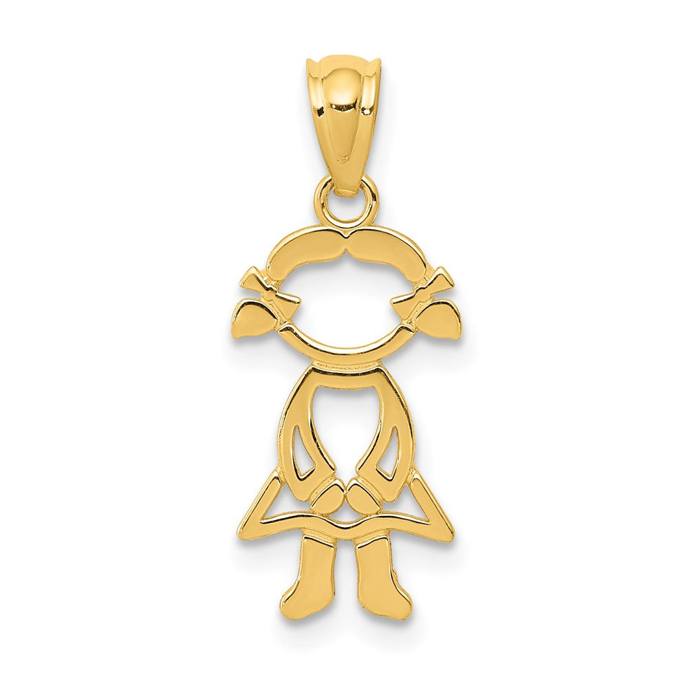 Million Charms 14K Yellow Gold Themed Polished Girl Charm