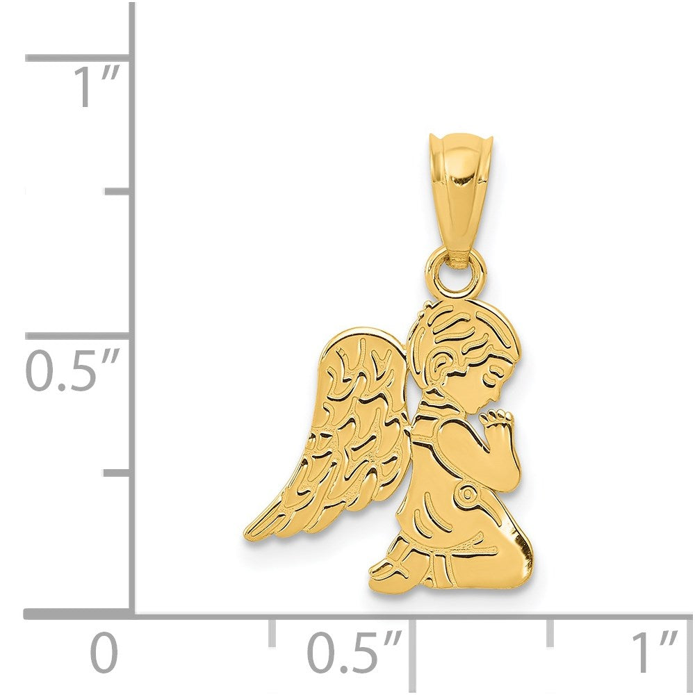 Million Charms 14K Yellow Gold Themed Polished Praying Angel Boy Pendant