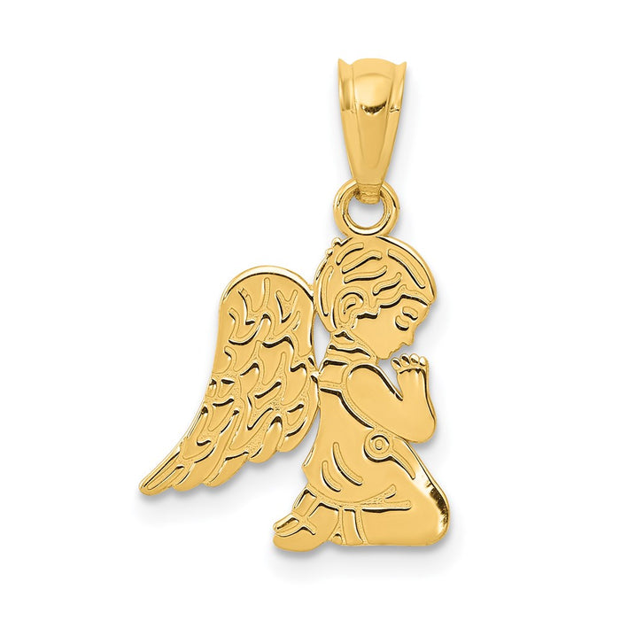 Million Charms 14K Yellow Gold Themed Polished Praying Angel Boy Pendant