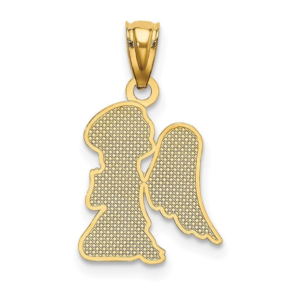 Million Charms 14K Yellow Gold Themed Polished Praying Angel Girl Pendant
