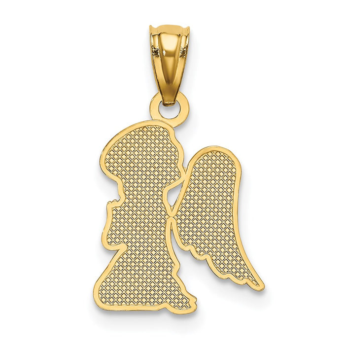 Million Charms 14K Yellow Gold Themed Polished Praying Angel Girl Pendant