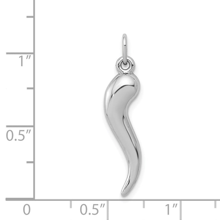 Million Charms 14K White Gold Themed Italian Horn Charm