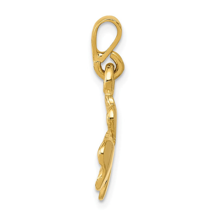 Million Charms 14K Yellow Gold Themed Gold Themed Polished & Textured Four Leaf Lucky Clover  Pendant