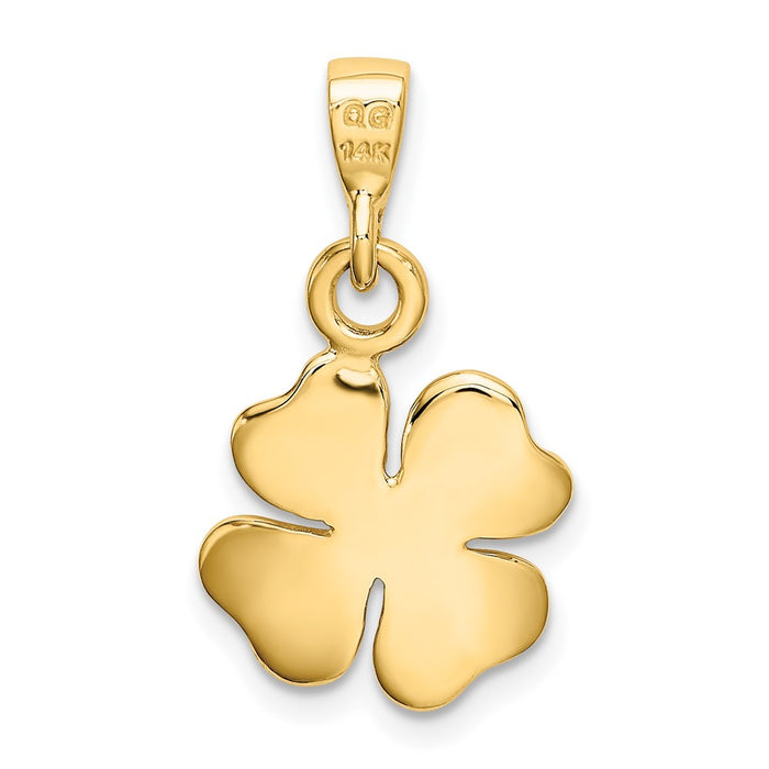 Million Charms 14K Yellow Gold Themed Gold Themed Polished & Textured Four Leaf Lucky Clover  Pendant