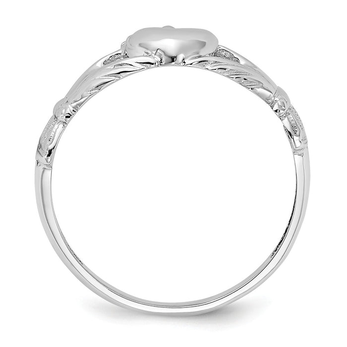 14k White Gold Polished Claddagh Ring, Size: 7