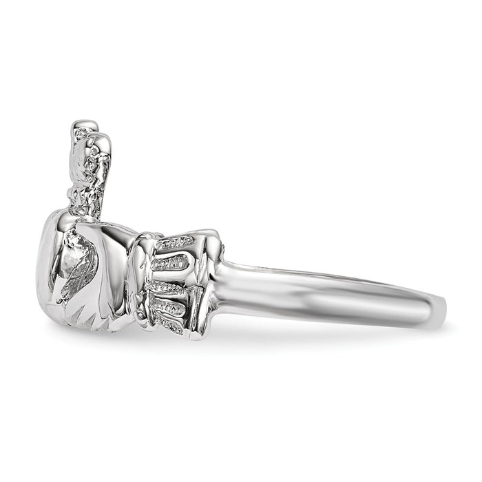 14k White Gold Polished Claddagh Ring, Size: 7