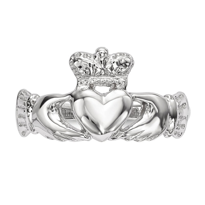 14k White Gold Polished Claddagh Ring, Size: 7