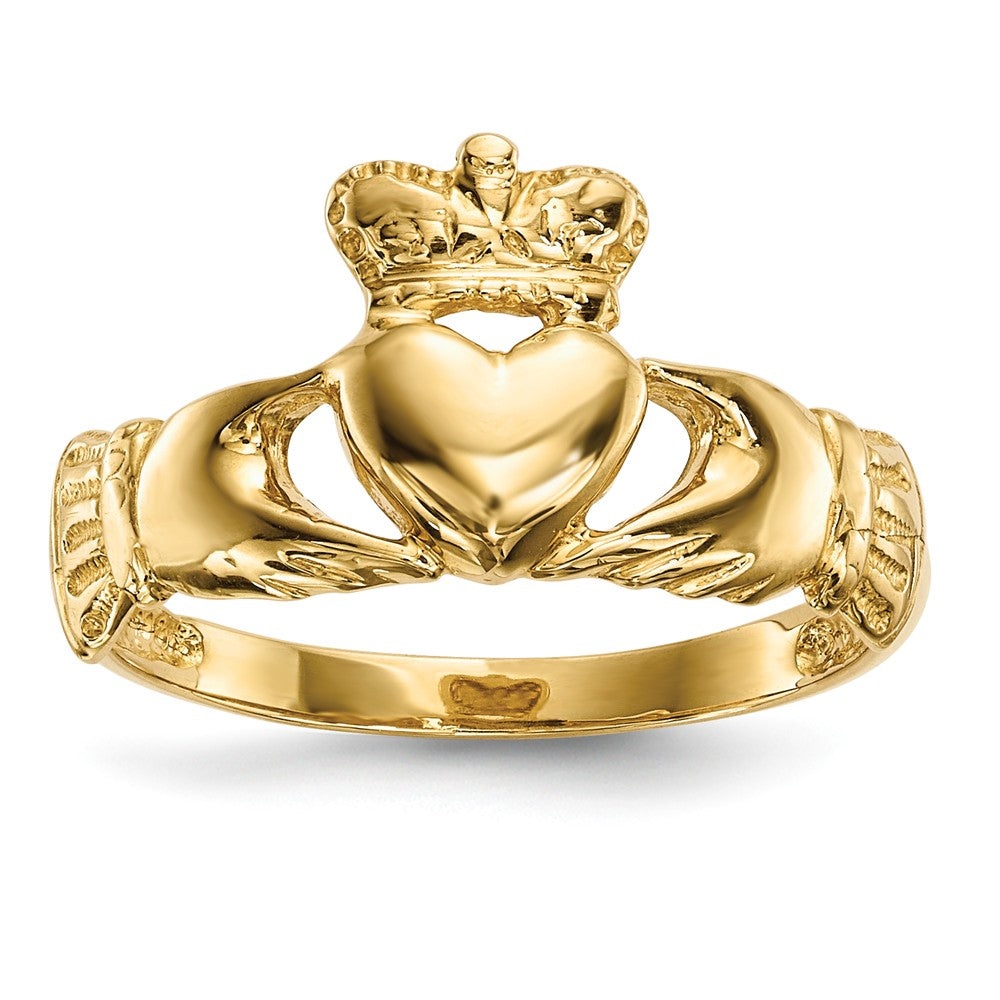 14k Yellow Gold Polished Claddagh Ring, Size: 7