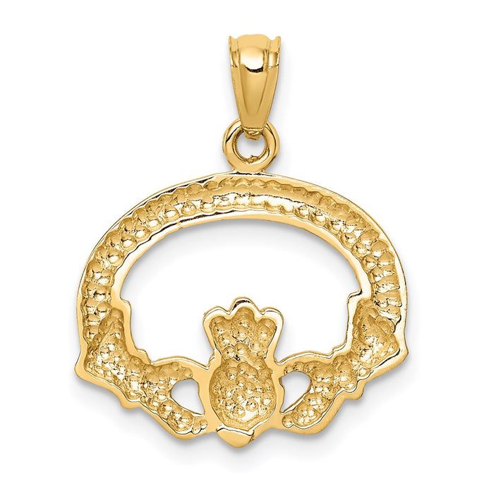 Million Charms 14K Yellow Gold Themed Polished Claddagh Pendant