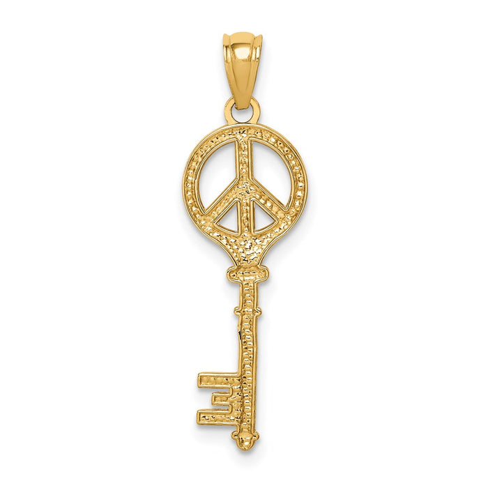 Million Charms 14K Yellow Gold Themed Polished Peace Key Pendant