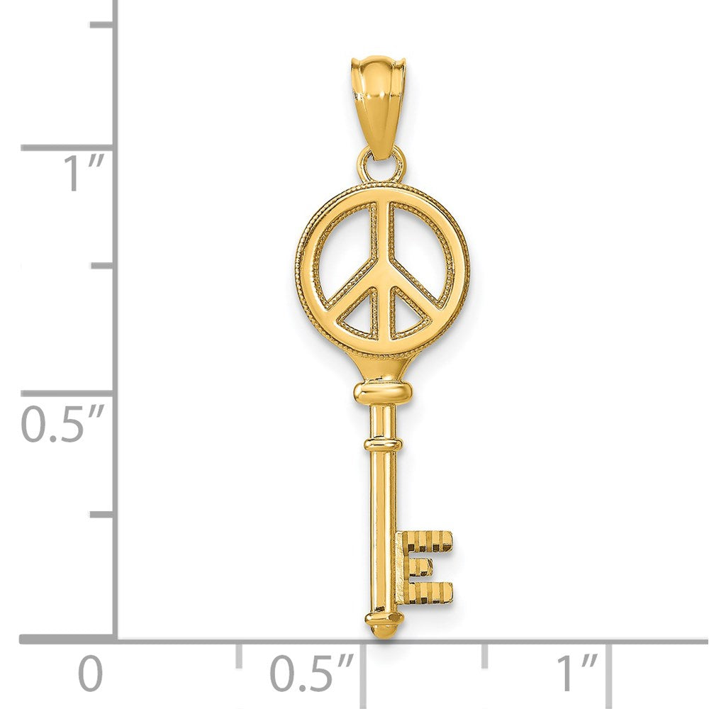 Million Charms 14K Yellow Gold Themed Polished Peace Key Pendant