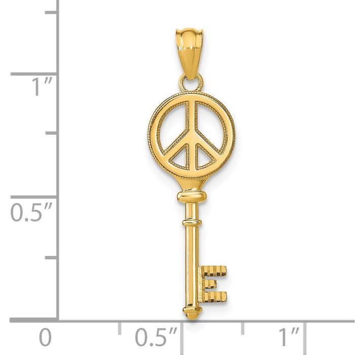 Million Charms 14K Yellow Gold Themed Polished Peace Key Pendant