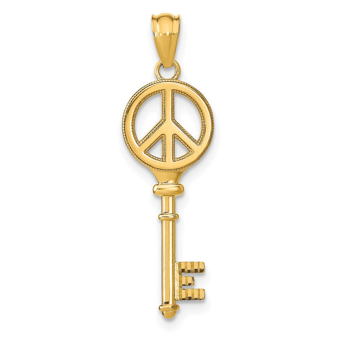 Million Charms 14K Yellow Gold Themed Polished Peace Key Pendant