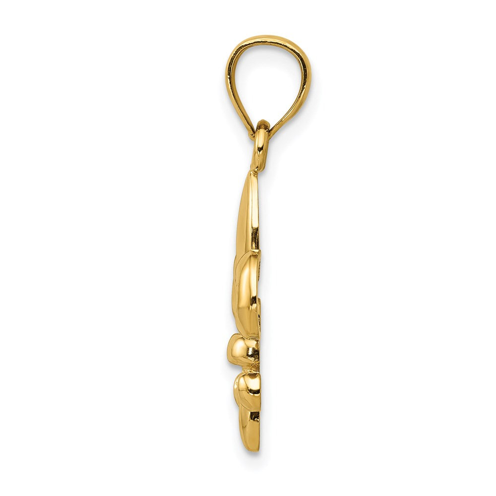 Million Charms 14K Yellow Gold Themed Polished Fleur De Lis Pendant