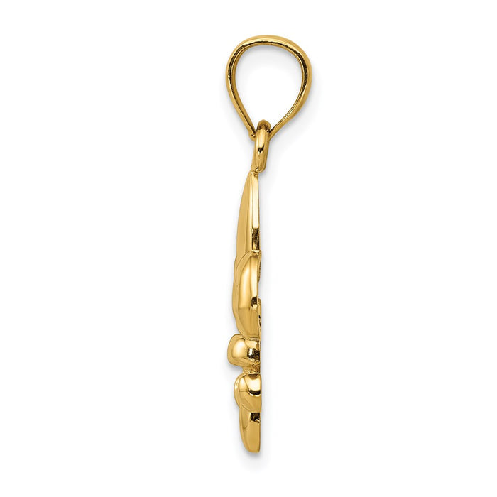 Million Charms 14K Yellow Gold Themed Polished Fleur De Lis Pendant