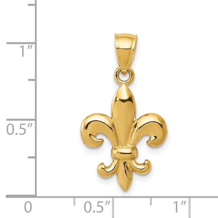 Million Charms 14K Yellow Gold Themed Polished Fleur De Lis Pendant