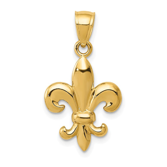 Million Charms 14K Yellow Gold Themed Polished Fleur De Lis Pendant