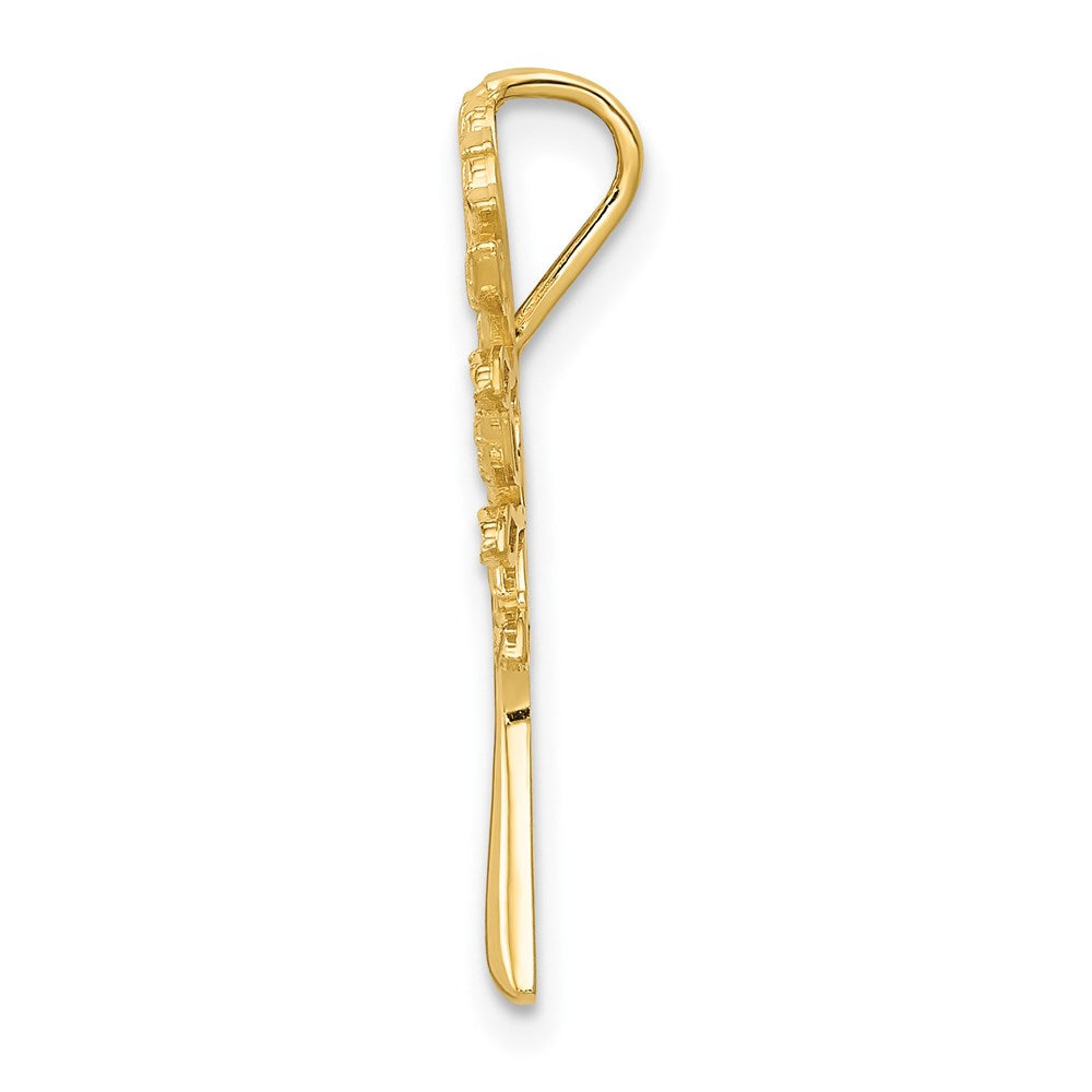 Million Charms 14K Yellow Gold Themed Diamond-Cut Polished Tree Of Life Slide