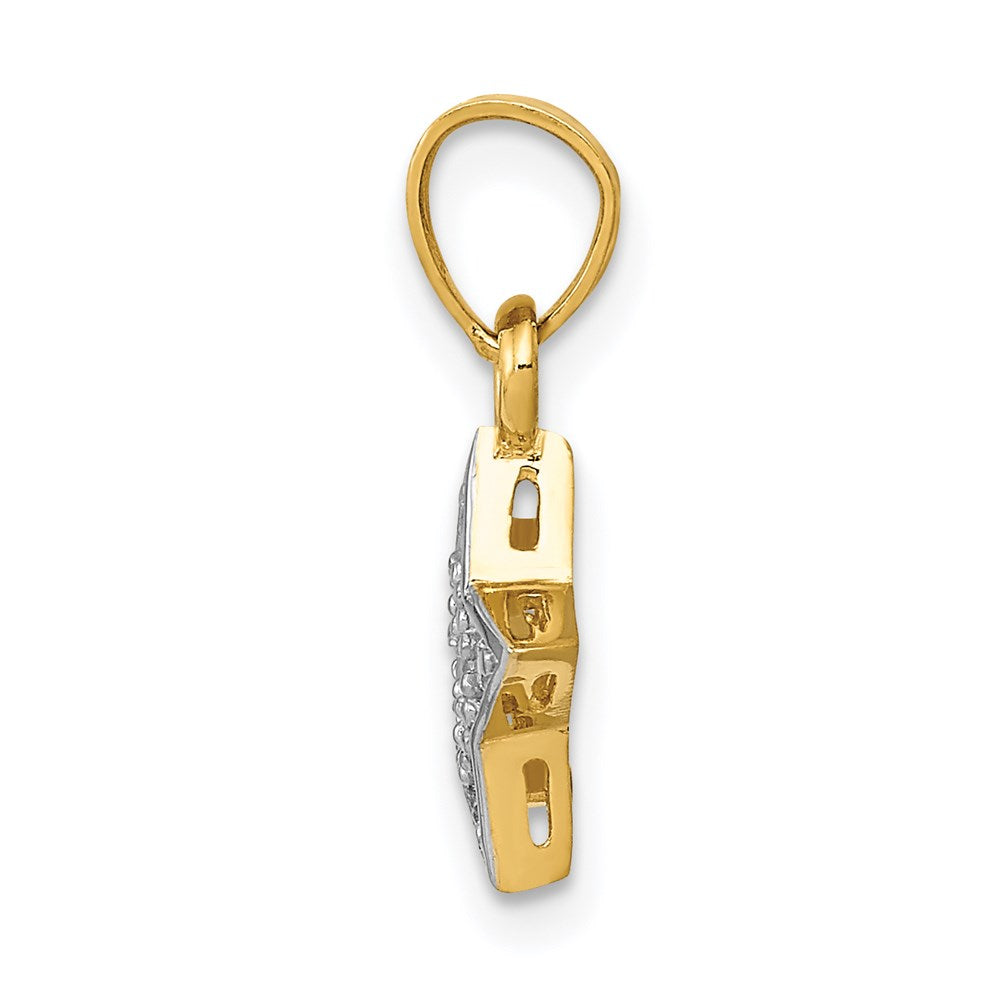 Million Charms 14K Yellow Gold Themed With Cubic Zirconia (Cz) Star Rhodium-plated Pendant