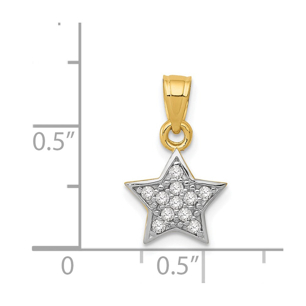 Million Charms 14K Yellow Gold Themed With Cubic Zirconia (Cz) Star Rhodium-plated Pendant