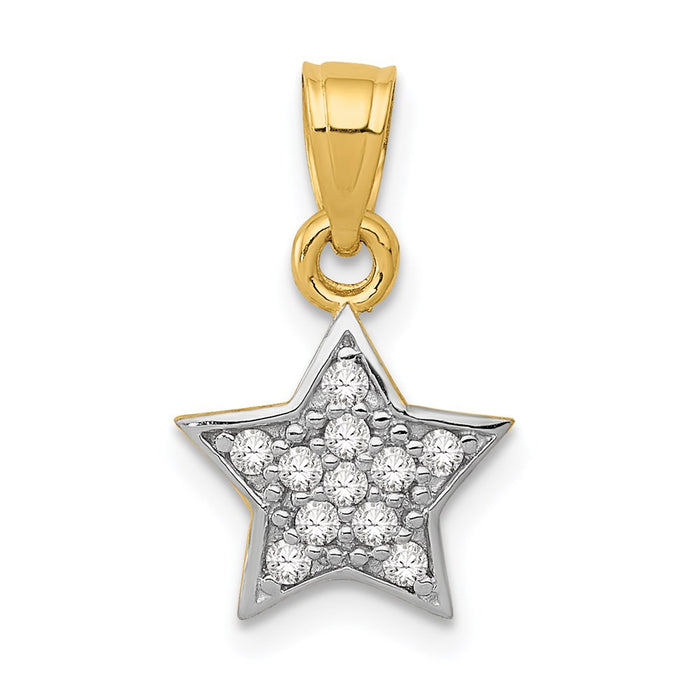 Million Charms 14K Yellow Gold Themed With Cubic Zirconia (Cz) Star Rhodium-plated Pendant