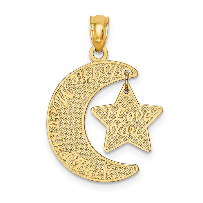 Million Charms 14K Yellow Gold Themed Love You To The Moon & Back Moon & Star Pendant