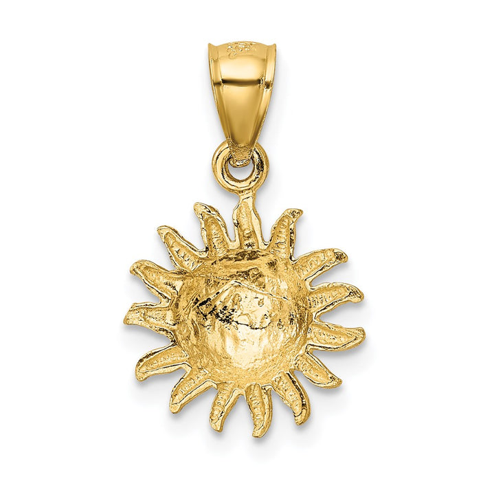 Million Charms 14K Yellow Gold Themed Satin Diamond-Cut Sun Pendant