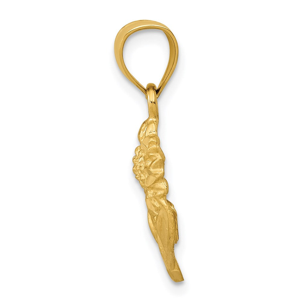 Million Charms 14K Yellow Gold Themed Satin Diamond-Cut Sunflower Pendant