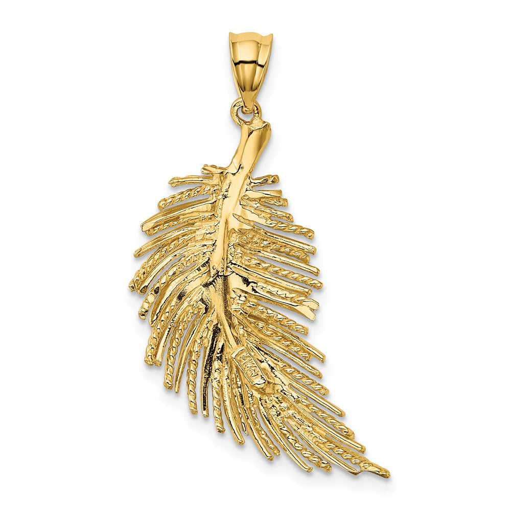 Million Charms 14K Yellow Gold Themed With White Rhodium-Plated Polished Feather Pendant