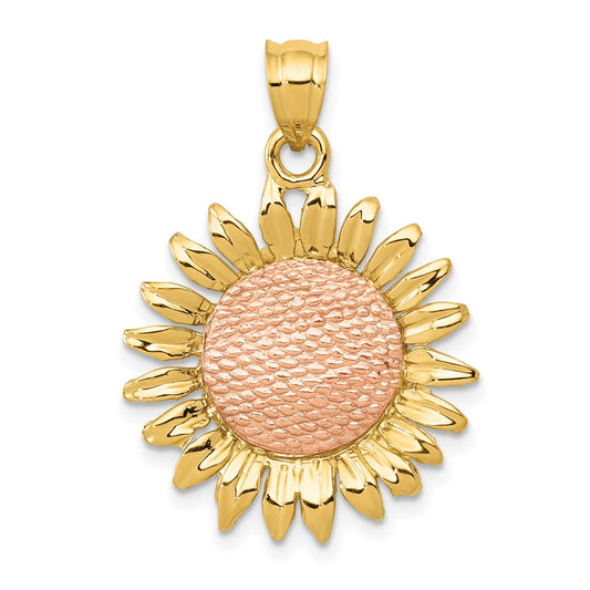 Million Charms 14K Two-Tone Polished Sunflower Pendant