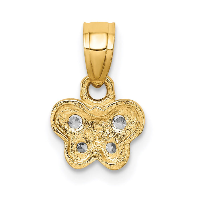 Million Charms 14K Yellow Gold Themed With Cubic Zirconia (Cz) Butterfly Pendant