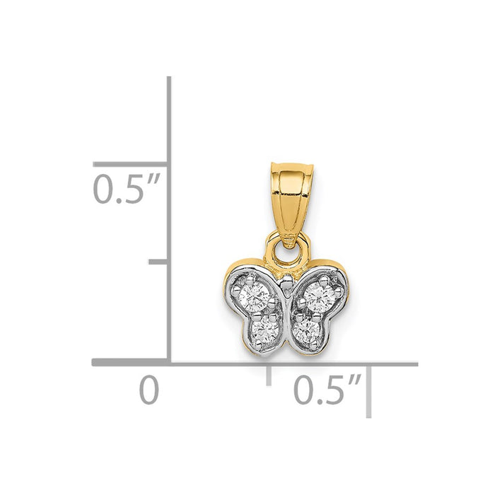 Million Charms 14K Yellow Gold Themed With Cubic Zirconia (Cz) Butterfly Pendant