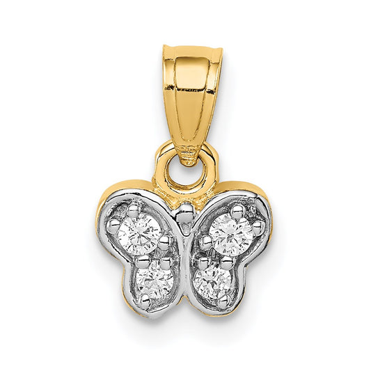 Million Charms 14K Yellow Gold Themed With Cubic Zirconia (Cz) Butterfly Pendant