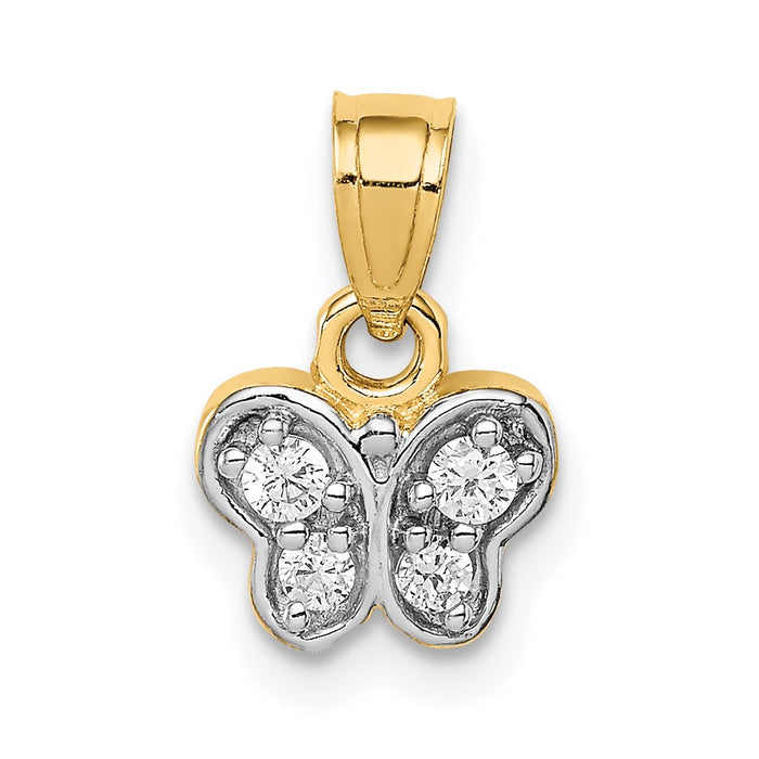 Million Charms 14K Yellow Gold Themed With Cubic Zirconia (Cz) Butterfly Pendant