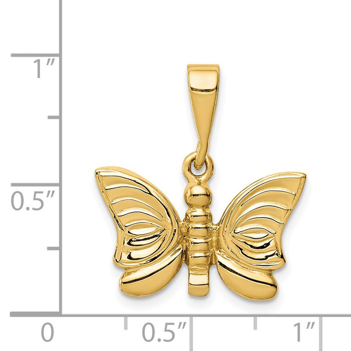 Million Charms 14K Yellow Gold Themed Polished Butterfly Pendant