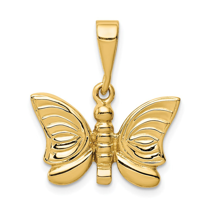 Million Charms 14K Yellow Gold Themed Polished Butterfly Pendant