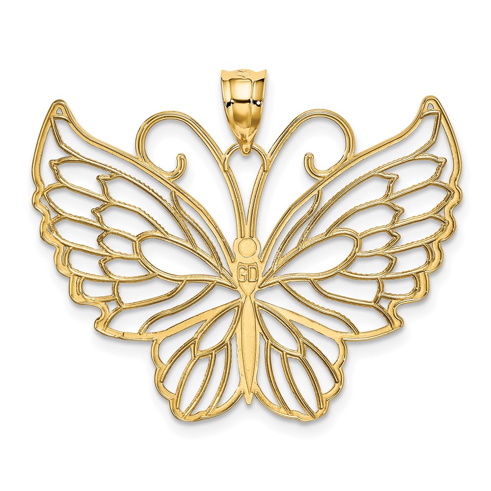 Million Charms 14K Yellow Gold Themed Polished Butterfly Pendant