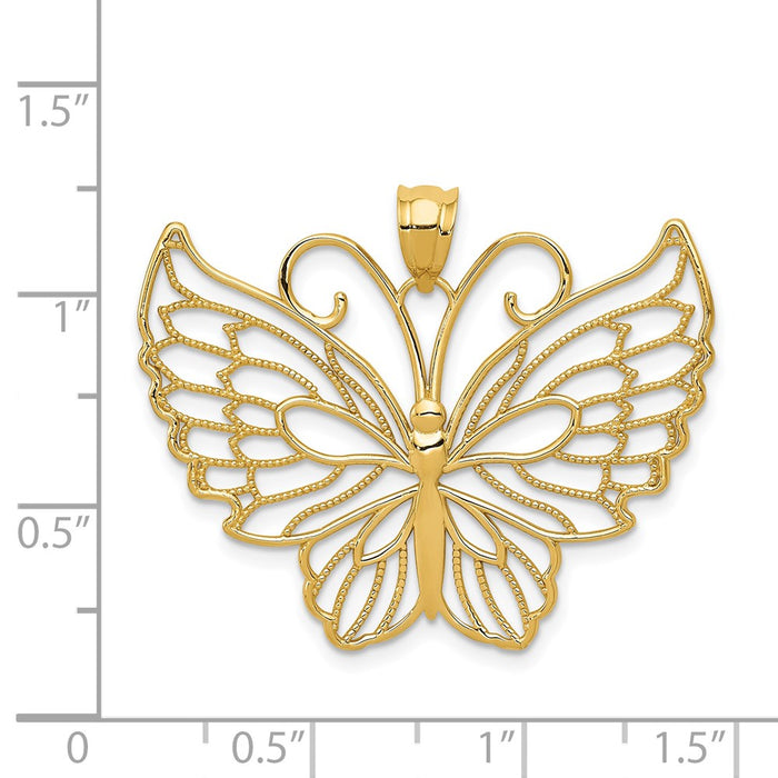 Million Charms 14K Yellow Gold Themed Polished Butterfly Pendant