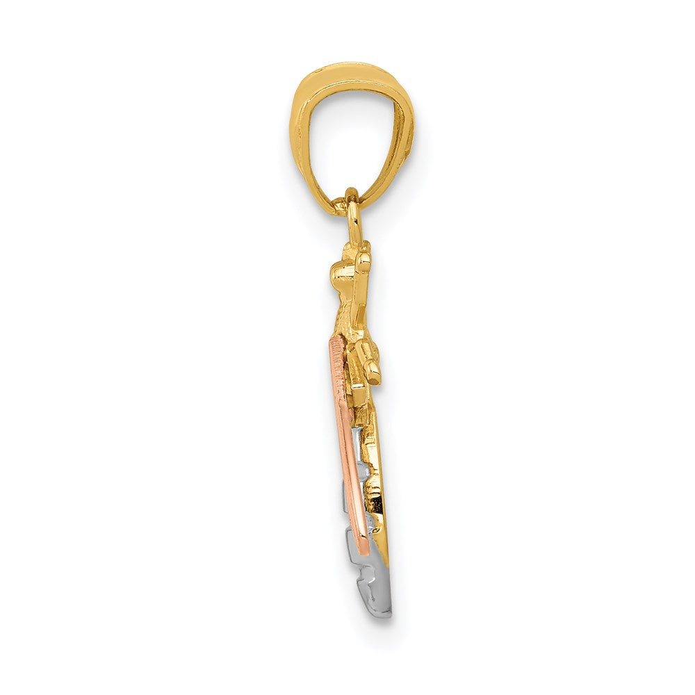 Million Charms 14K Yellow & Rose Gold Themed With Rhodium-plated Polished Bee Pendant