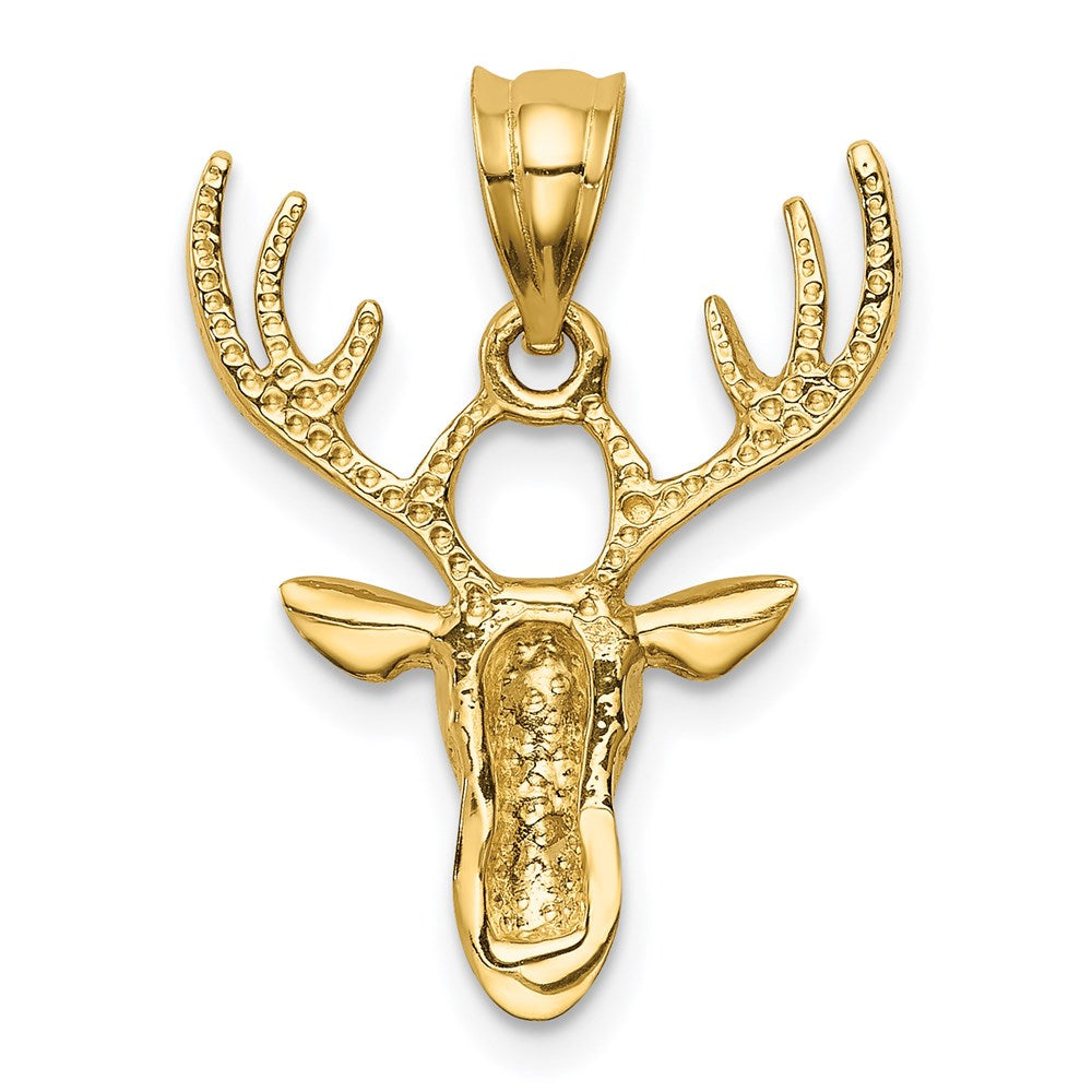 Million Charms 14K Yellow Gold Themed Polished Deer Head Pendant