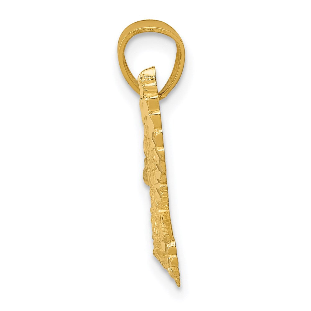 Million Charms 14K Yellow Gold Themed Diamond-Cut Eagle Pendant