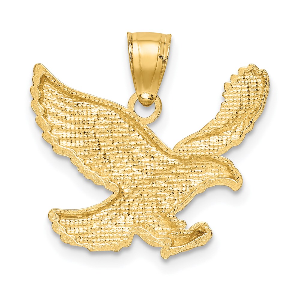 Million Charms 14K Yellow Gold Themed Diamond-Cut Eagle Pendant
