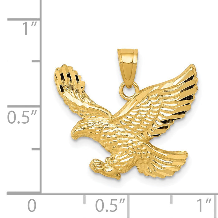 Million Charms 14K Yellow Gold Themed Diamond-Cut Eagle Pendant