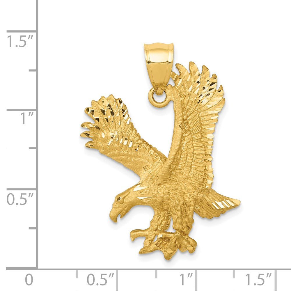 Million Charms 14K Yellow Gold Themed Satin Diamond-Cut Eagle Pendant