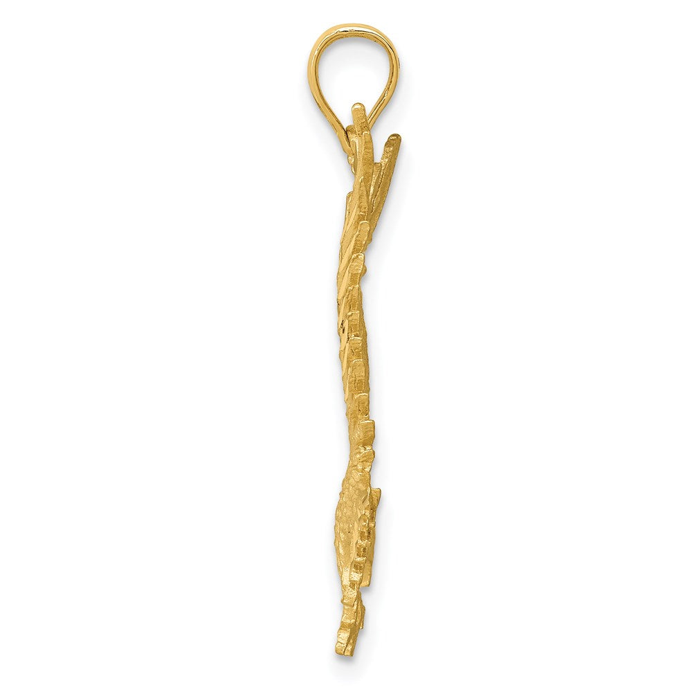 Million Charms 14K Yellow Gold Themed Polished, Diamond-Cut Eagle Pendant