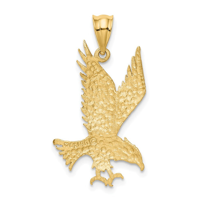 Million Charms 14K Yellow Gold Themed Polished, Diamond-Cut Eagle Pendant
