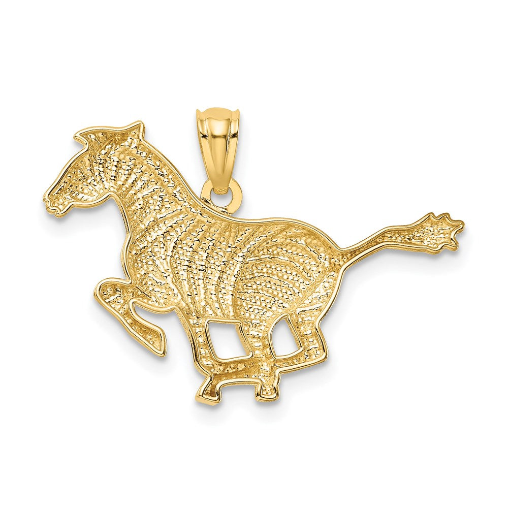 Million Charms 14K Yellow Gold Themed Polished Running Zebra Pendant