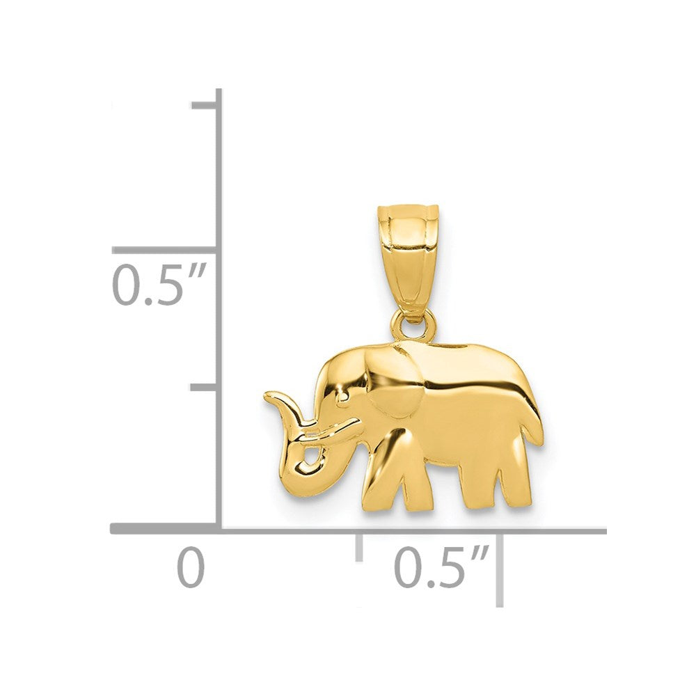 Million Charms 14K Yellow Gold Themed Polished Elephant Pendant