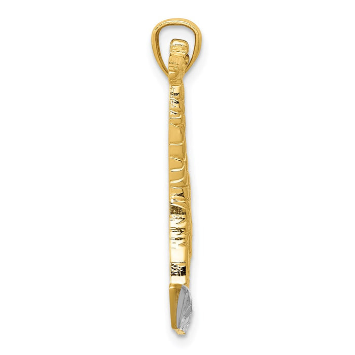 Million Charms 14K Yellow Gold Themed, Rhodium-plated Diamond-Cut Polished Giraffe Pendant