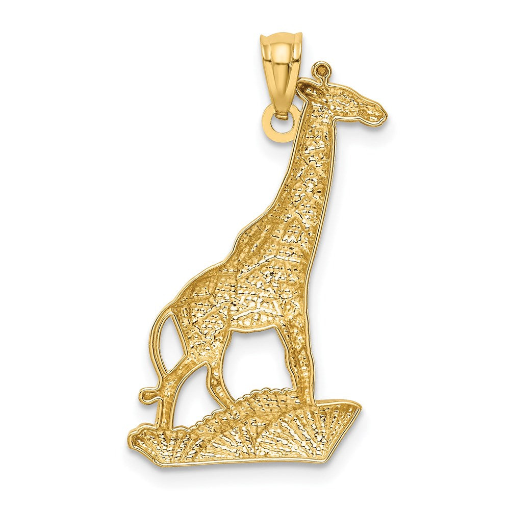 Million Charms 14K Yellow Gold Themed, Rhodium-plated Diamond-Cut Polished Giraffe Pendant